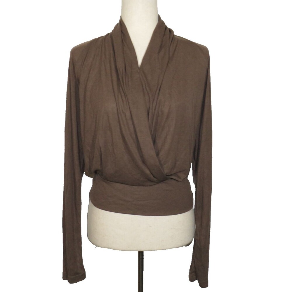 Halara Brown Soft Stretchy Lightweight Banded Hem Long Sleeve Top Size Large